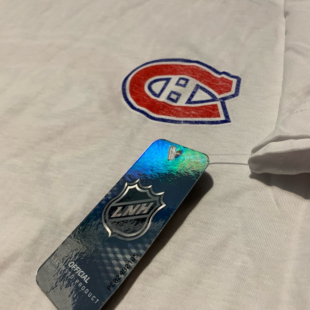 NHL White Short Sleeve Tee with Red Logo - Picture 3 of 5